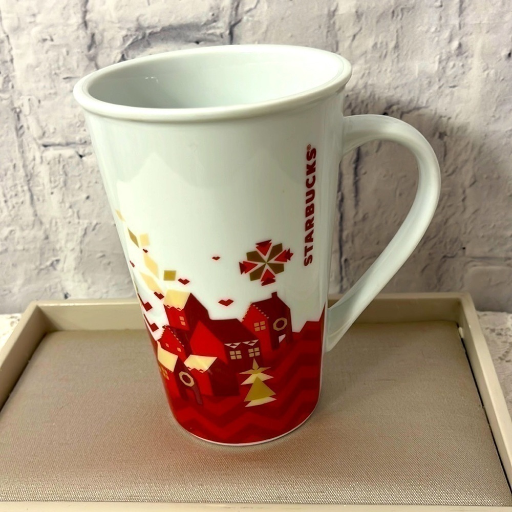 𝅺STARBUCKS Large Jumbo Holiday Mug with Hearts and Houses